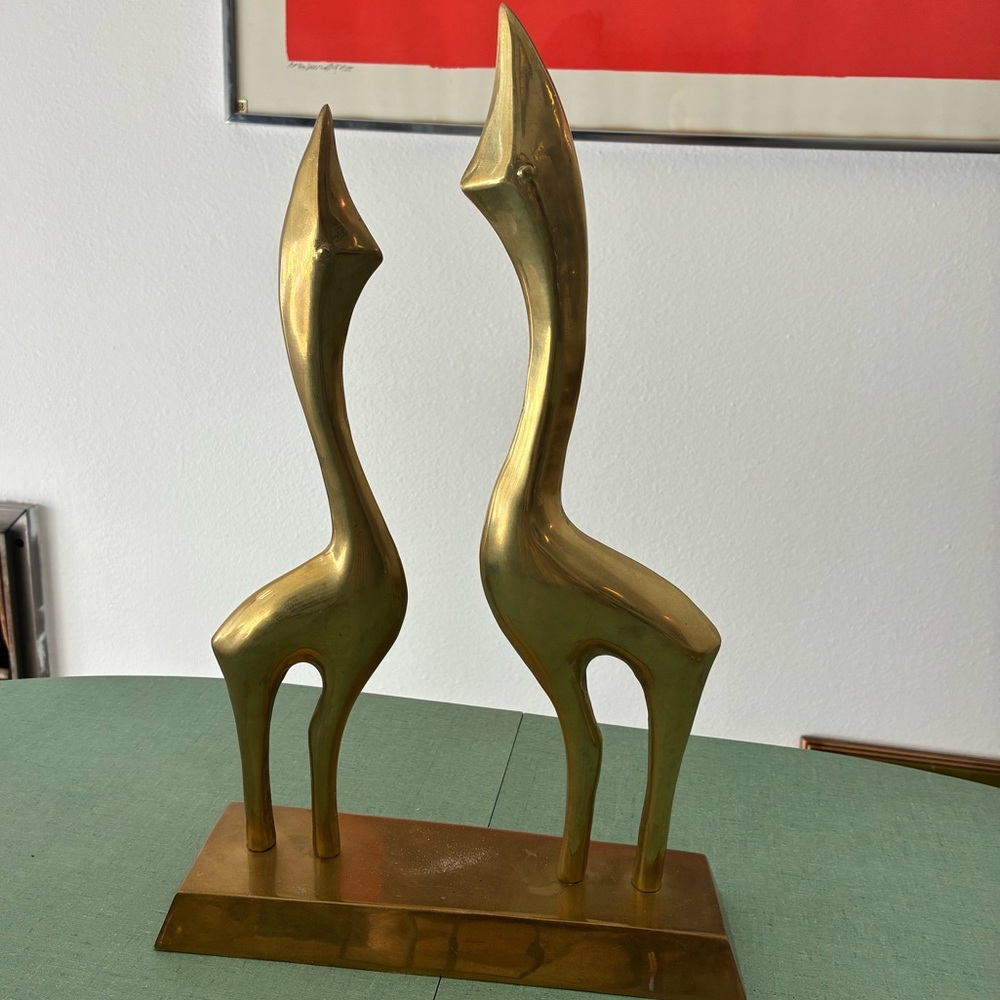 Vintage MCM Brass Giraffes Sculpture - Picture 8 of 13